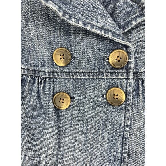 Old Navy Denim Peacoat Jacket, Blue, Cotton Blend, Double Breasted Toddler Girl - Picture 3 of 11